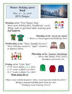 Winter Holiday Spirit Week Next Week!