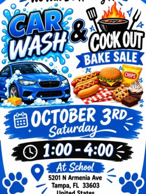 CAR WASH, COOKOUT & BAKE SALE